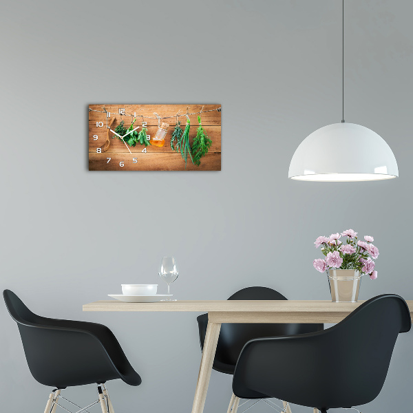 Moderne wanduhr Kräuter an einer Schnur