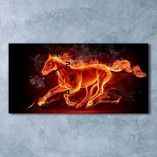 Glasuhr Pferd in Flammen
