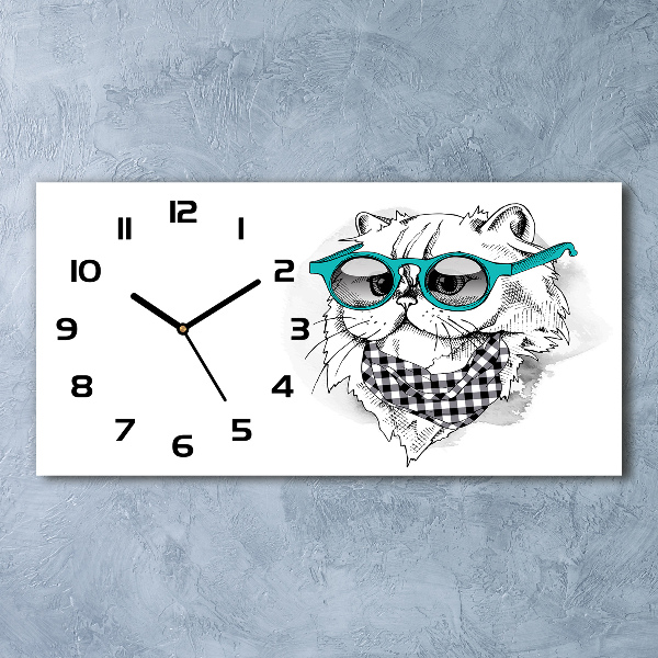 Moderne wanduhr Katze mit Brille
