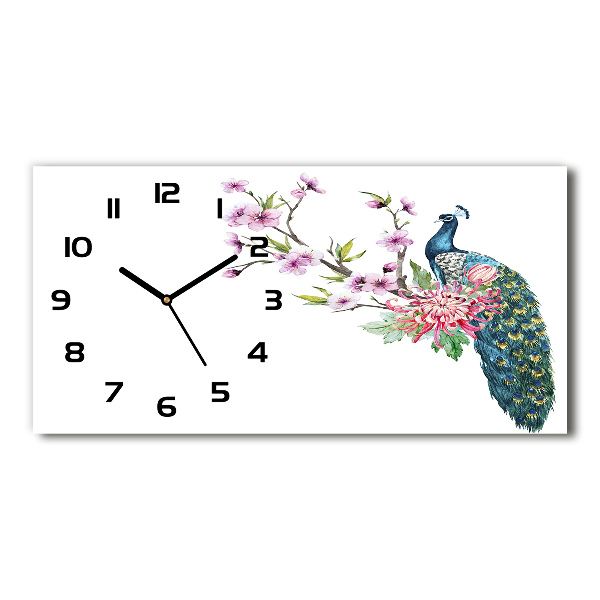 Moderne wanduhr Pfau und Blumen