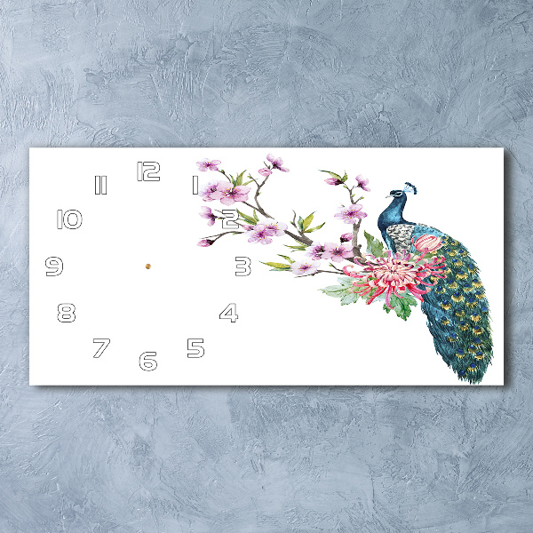 Moderne wanduhr Pfau und Blumen