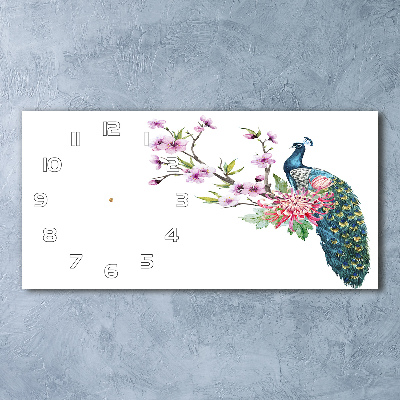 Moderne wanduhr Pfau und Blumen