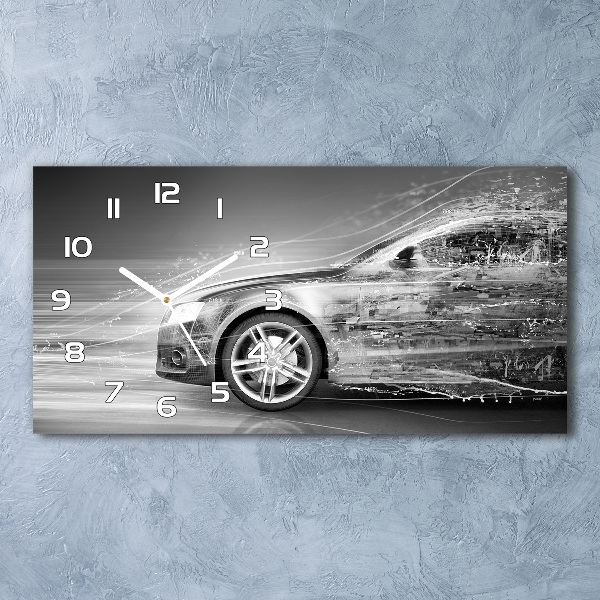 Horizontale Uhr Ein rasendes Auto