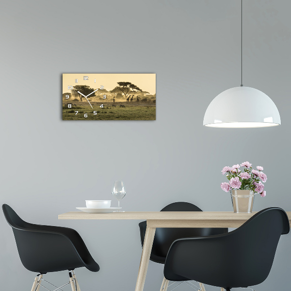 Moderne wanduhr Giraffen in der Savanne