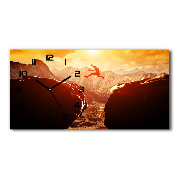 Glasuhr Spring über den Abgrund