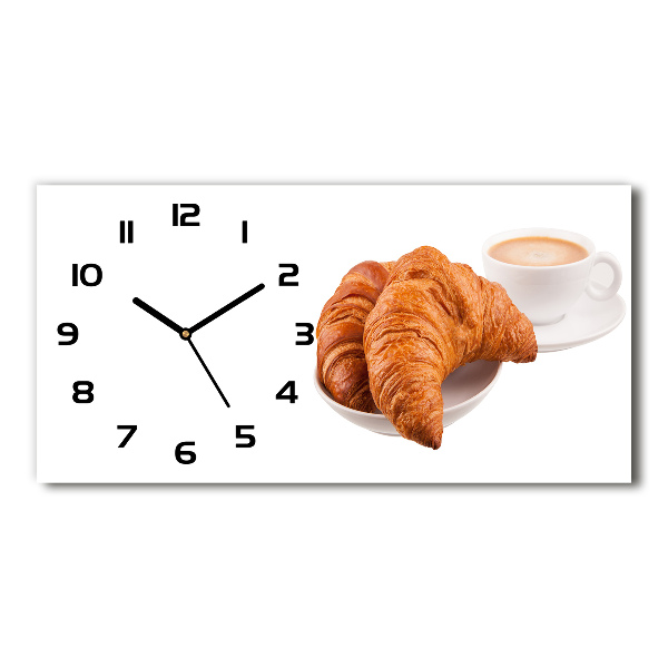Glasuhr Croissants und Kaffee