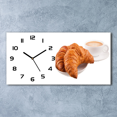 Glasuhr Croissants und Kaffee