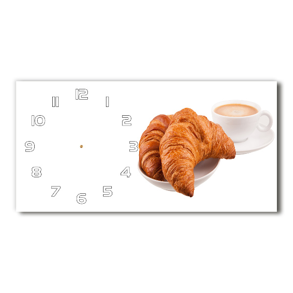 Glasuhr Croissants und Kaffee