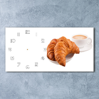 Glasuhr Croissants und Kaffee