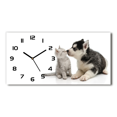 Moderne wanduhr Hund und Katze