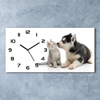 Moderne wanduhr Hund und Katze