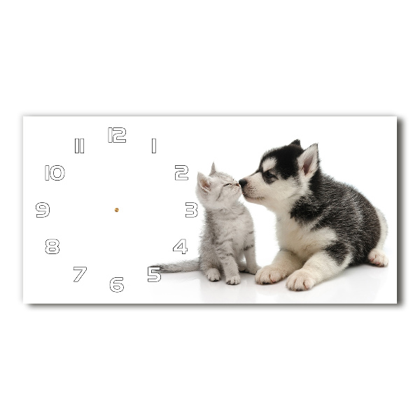 Moderne wanduhr Hund und Katze