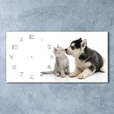 Moderne wanduhr Hund und Katze