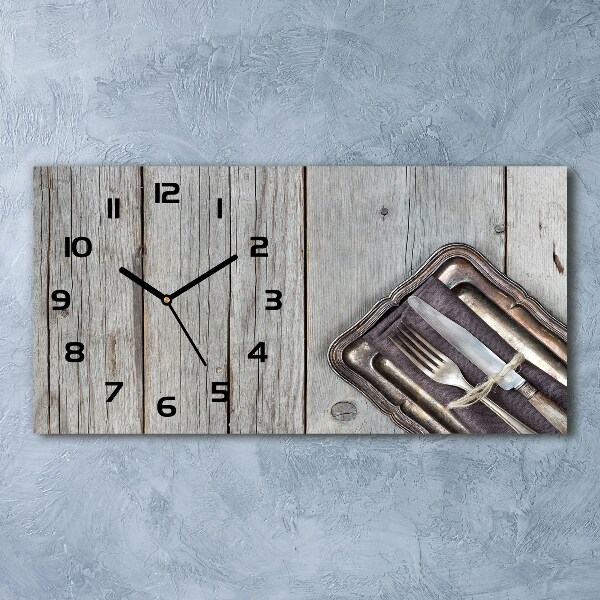 Moderne wanduhr Besteck auf Brettern