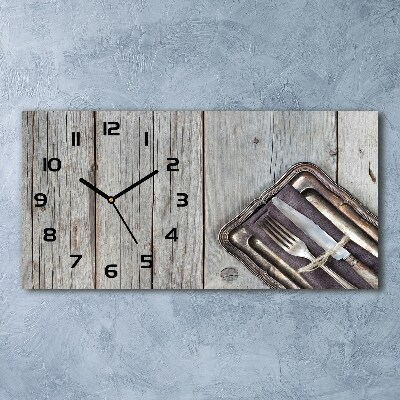 Moderne wanduhr Besteck auf Brettern
