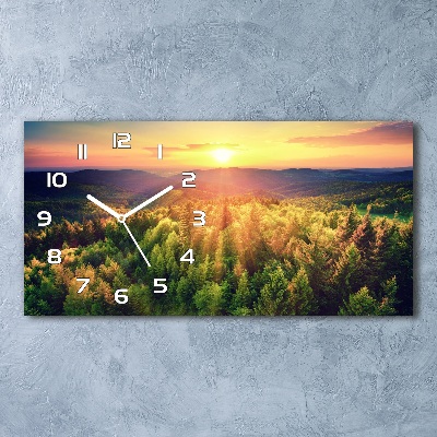 Moderne wanduhr Sonnenuntergang im Wald