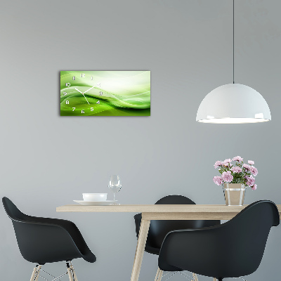 Moderne wanduhr Hintergrund mit grünen Wellen