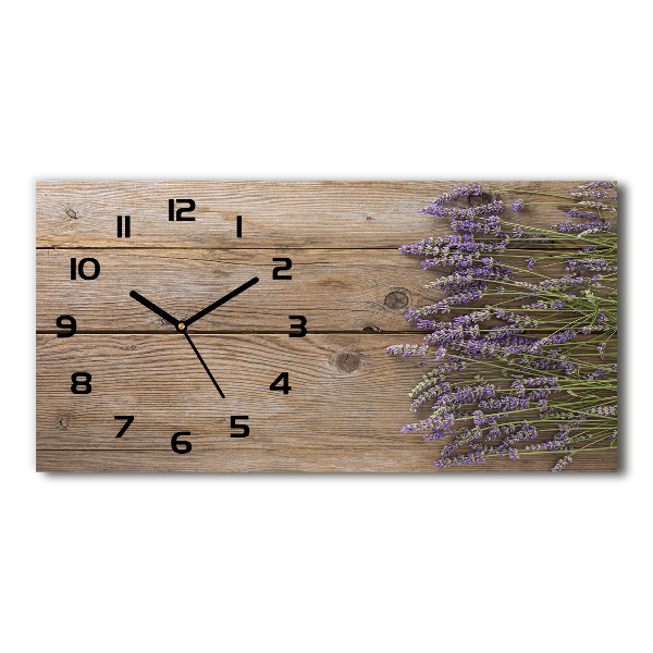 Horizontale Uhr Lavendel auf Holz