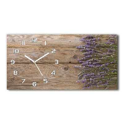 Horizontale Uhr Lavendel auf Holz