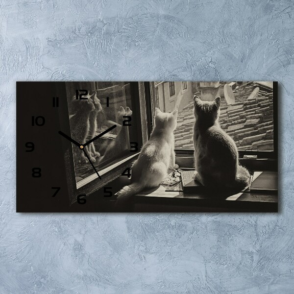 Horizontale Uhr Katzen am Fenster