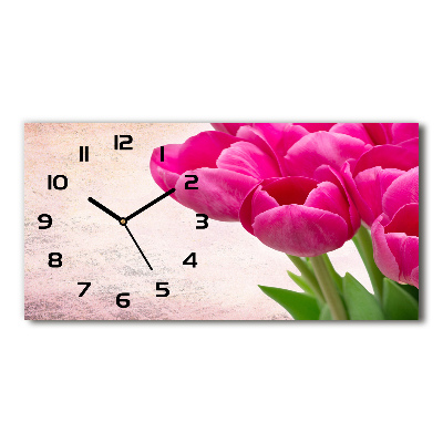 Moderne wanduhr Rosa Tulpen