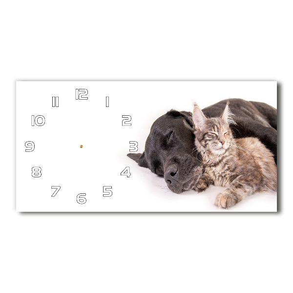 Moderne wanduhr Hund mit Katze