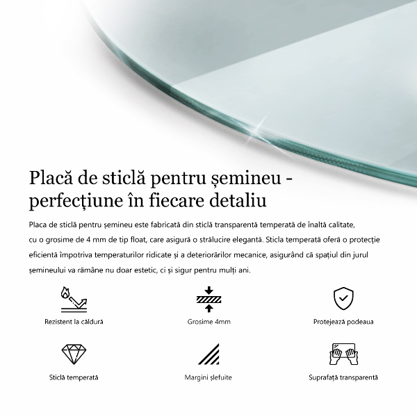 Glasplatte für Kamin rund transparent