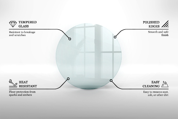 Glasplatte für Kamin rund transparent