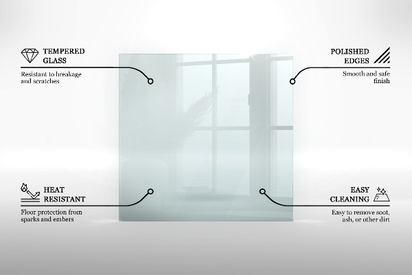 Bodenplatte Glas für Ofen rechteckig transparent