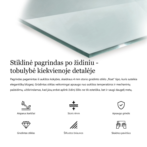 Bodenplatte Glas für Ofen rechteckig transparent