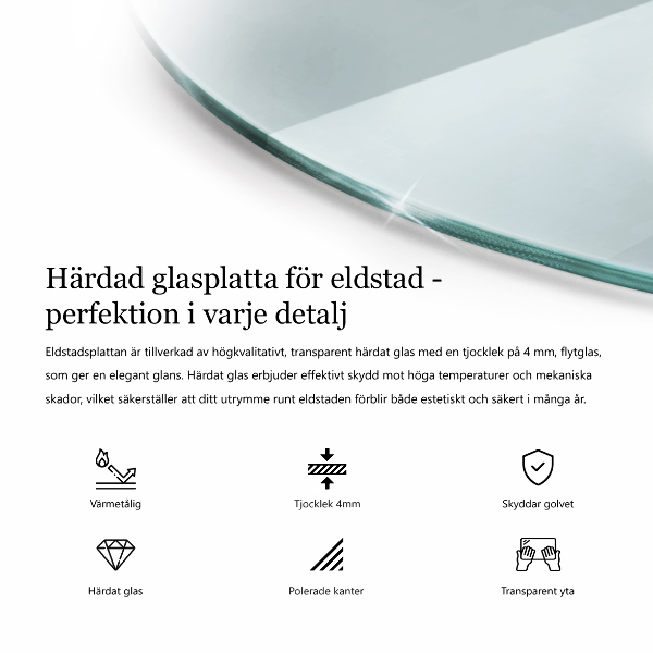 Glasplatte für Öfen halbrund transparent