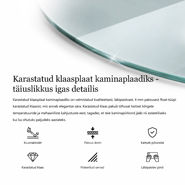 Glasplatte für Öfen halbrund transparent