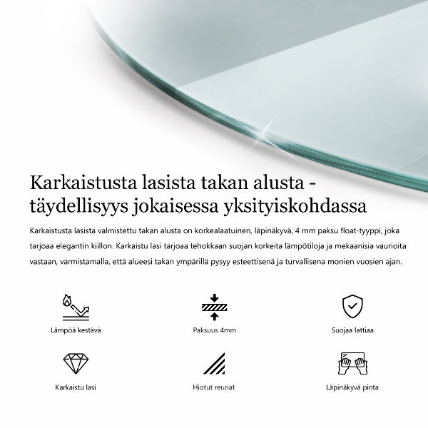 Glasplatte für Öfen halbrund transparent