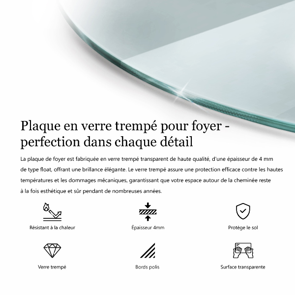 Kamin Glasplatte transparentes quartal