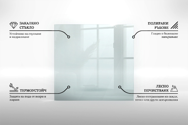 Sechseckige Glas unter Kamin transparente