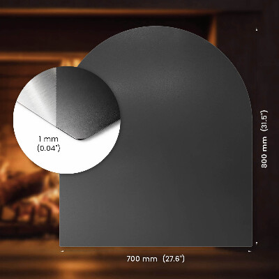 Semi-ovale Funkenschutzplatte für Kaminöfen in industriellem Metall-Design
