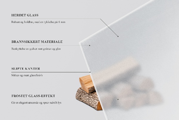 Halbovale Glasplatte für Öfen in halbtransparenter Optik