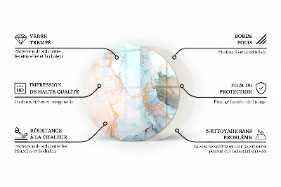 Runde Funkenschutzplatte aus Glas Wellen subtiler Formen