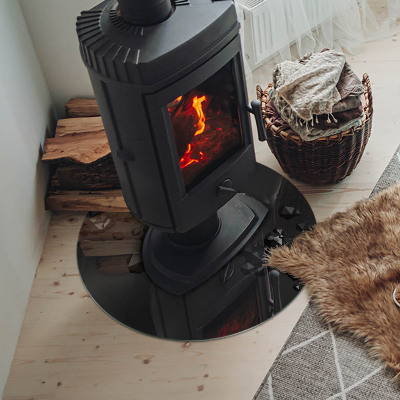 Runde Glasplatte für Kaminofen Abstrakte Wolkenformen in Festkörpern