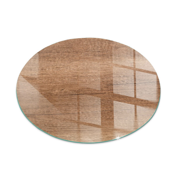 Runde Funkenschutzplatte aus Glas Holzinspiriertes Muster