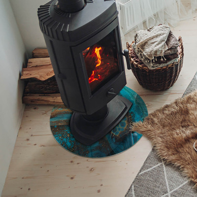 Runde Glasbodenplatte Kamin Organisches Muster in abstrakter Form