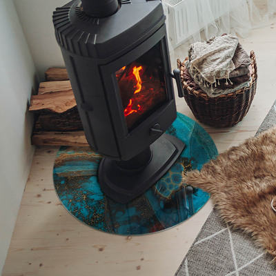 Runde Glasbodenplatte Kamin Organisches Muster in abstrakter Form