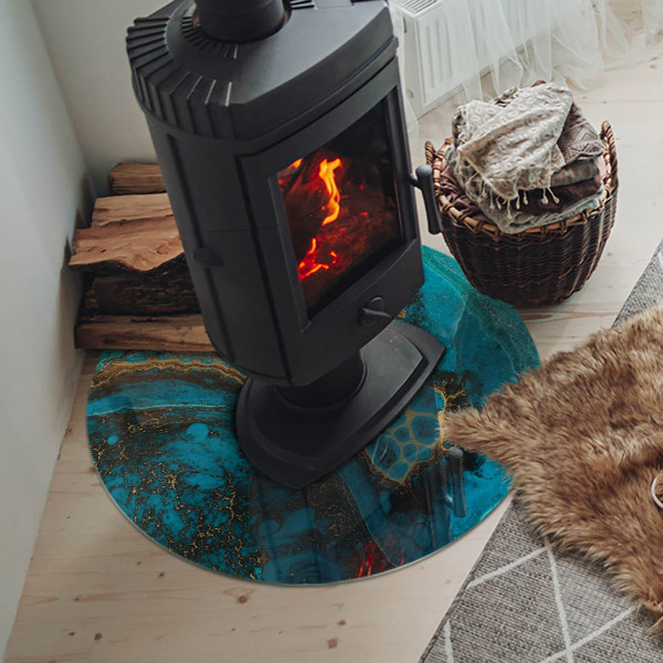 Runde Glasbodenplatte Kamin Organisches Muster in abstrakter Form