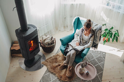 Runde Funkenschutzplatte aus Glas Rohbetonmuster