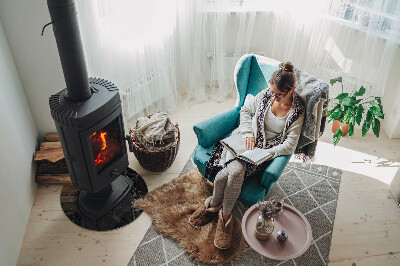 Runde Glasbodenplatte Kamin Stilvolles Marmormotiv