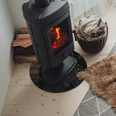 Runde Glasbodenplatte Kamin Stilvolles Marmormotiv