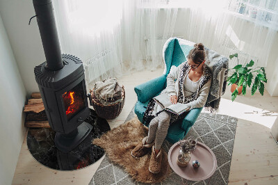 Runde Glasbodenplatte Kamin Stilvolles Marmormotiv