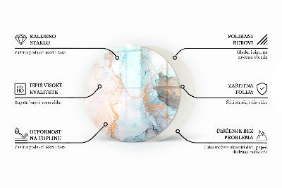 Runde Funkenschutzplatte aus Glas Holzmuster in geometrischer Anordnung