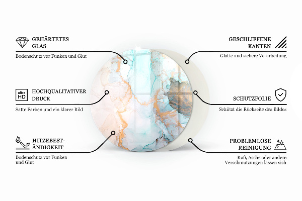 Runde Glasplatte für Kaminofen Rohstrukturmuster