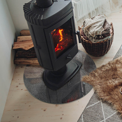 Runde Glasplatte für Kaminofen Rohstrukturmuster